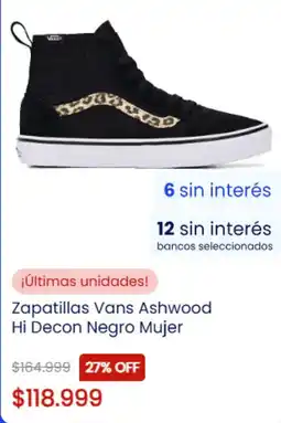 Coppel Vans Zapatillas Ashwood Hi Decon Negro Mujer oferta