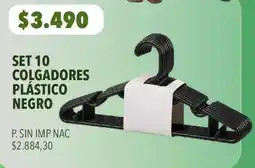 Supermercados Vea Set 10 colgadores plástico negro oferta
