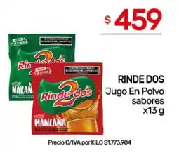 Nini Mayorista Rinde dos jugo en polvo sabores oferta