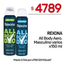 Nini Mayorista Rexona all body aero. masculino varios oferta