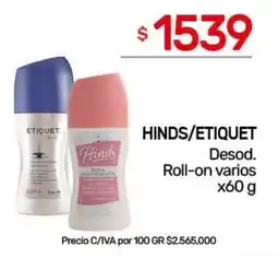 Nini Mayorista Hinds/etiquet desod. roll-on varios oferta