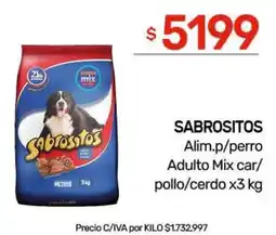 Nini Mayorista Sabrositos alim.p/perro adulto mix car/pollo/cerdo oferta