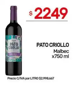 Nini Mayorista Pato criollo malbec oferta