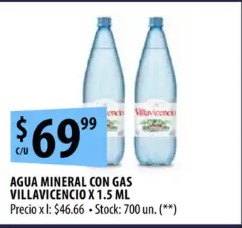 Punto Mayorista Villavicencio Agua Mineral Con Gas x 1.5ml oferta