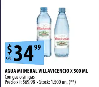 Punto Mayorista Villavicencio Agua Mineral x 500ml oferta