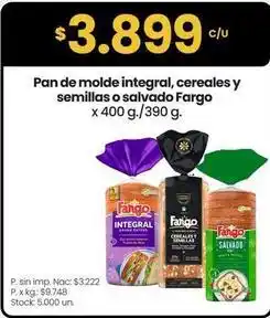 Changomas Fargo - pan de molde integral, cereales y semillas o salvado oferta