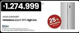 Changomas Bgh - heladera sbsnf 397l oferta