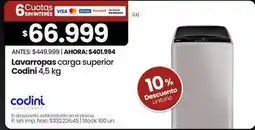 Changomas Codini - lavavropas carga superior 4,5 kg oferta