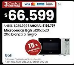 Changomas Bgh - microondas b120db20 20d blanco o negro oferta