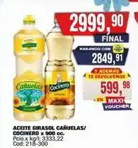 Maxiconsumo Cocinero - aceite girasol cañuelas/cocinero x 900 cc. cod: 218-300 oferta