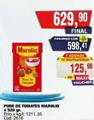 Maxiconsumo Marolio - pure de tomates oferta