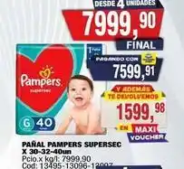 Maxiconsumo Pampers - pañal pampers supersec x 30-32un oferta