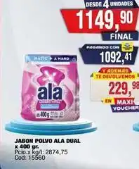 Maxiconsumo Ala - jabon polvo ala dual x 400 gr oferta