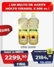 Maxiconsumo Molto - un bulto de aceite molto girasol x 900 cc ! cód: 20019 oferta