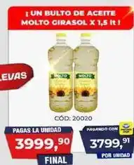 Maxiconsumo Molto - aceite molto girasol x 1,5 it ! oferta