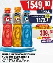 Maxiconsumo Gatorade - bebida isotonica x 750 cc oferta