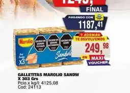 Maxiconsumo Marolio - galletitas sandw x 303 grs oferta