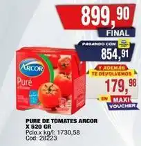 Maxiconsumo Arcor - pure de tomates x 520 gr oferta