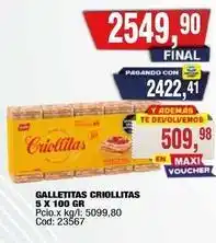 Maxiconsumo Criollitas - galletitas criollitas 5 x 100 gr oferta