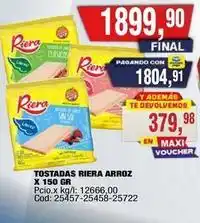 Maxiconsumo Riera - tostadas riera arroz x 150 gr oferta