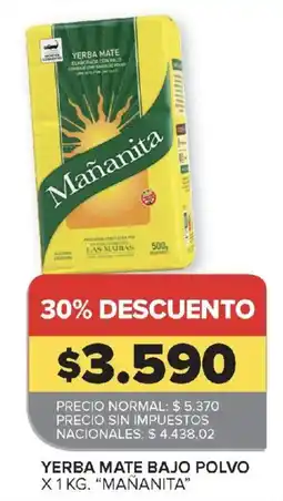Carrefour Mañanita yerba mate bajo polvo oferta