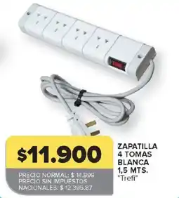 Carrefour Trefi zapatilla 4 tomas blanca oferta