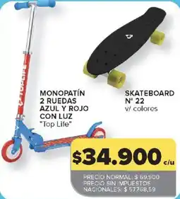 Carrefour Top life monopatín 2 ruedas azul y rojo con luz oferta