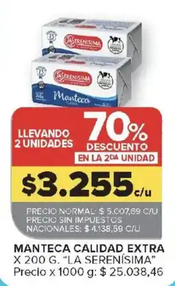 Carrefour La serenisima manteca calidad extra oferta
