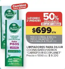 Carrefour Carrefour eco planet limpiadores para diluir cocina/baño/vidrios oferta