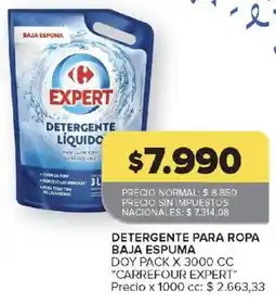 Carrefour Carrefour expert detergente para ropa baja espuma oferta