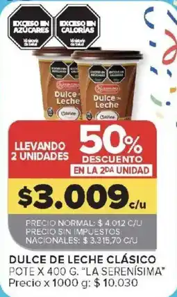 Carrefour La serenisima dulce de leche clasico oferta