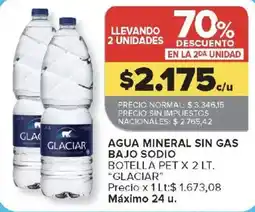 Carrefour Glaciar agua mineral sin gas bajo sodio oferta