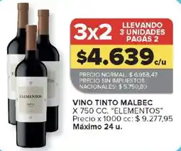 Carrefour Elementos vino tinto malbec oferta