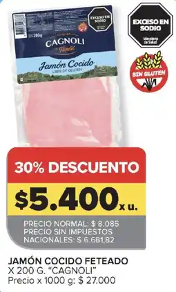 Carrefour Cagnoli jamón cocido oferta