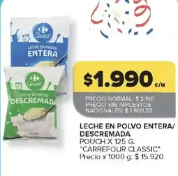 Carrefour Carrefour classic leche en polvo entera/ descremada oferta