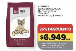 Carrefour Sabrositos alimento para gatos adultos mix proteínas oferta