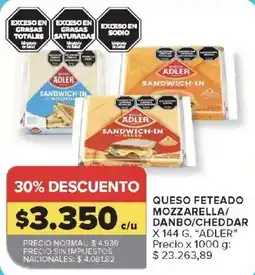 Carrefour Adler queso feteado mozzarella/danbo/cheddar oferta