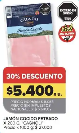 Carrefour Cagnoli jamón cocido oferta