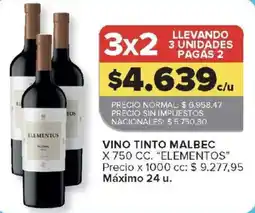 Carrefour Elementos vino tinto malbec oferta
