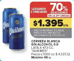 Carrefour Quilmes cerveza blanca sin alcohol 0.0 oferta