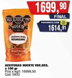 Maxiconsumo Nucete aceitunas verdes descarozadas oferta
