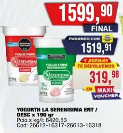 Maxiconsumo La serenisima yogurth la serenisima ent / desc oferta
