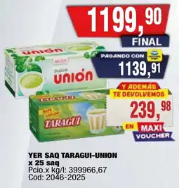 Maxiconsumo Taragui yer saq union oferta