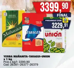 Maxiconsumo Yerba mańanita-taragui-unión oferta