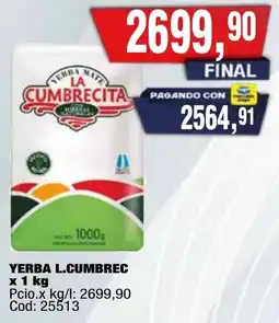 Maxiconsumo La cumbrecita yerba mate oferta