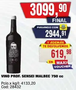 Maxiconsumo Sensei vino prof. sensei malbec oferta