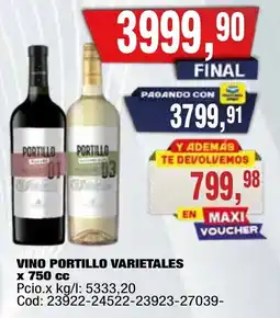 Maxiconsumo Portillo vinos varietales oferta