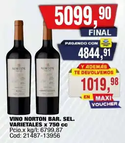 Maxiconsumo Norton vino bar. sel. varietales oferta