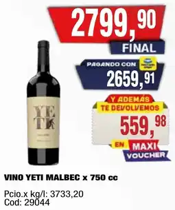 Maxiconsumo Yeti vino malbec oferta