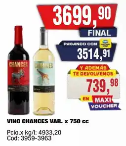 Maxiconsumo Chances vino var. oferta